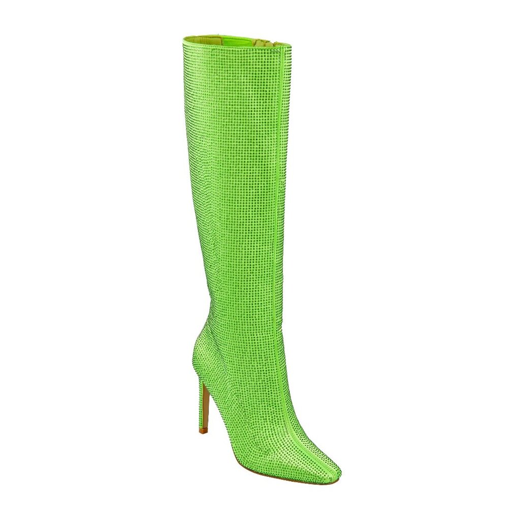 Stylish Modern Fashion Knee High Heel Stilleto Pointy Green Boots